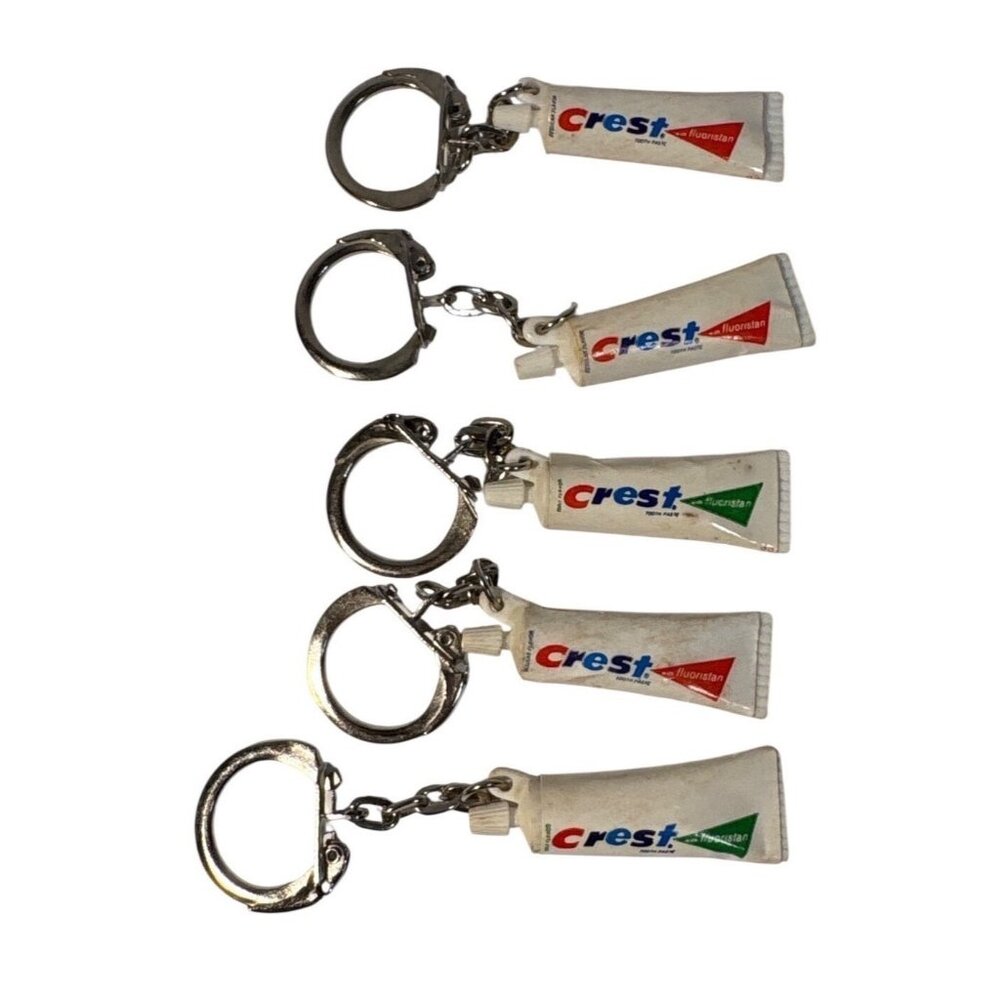 Vintage Crest Toothpaste Miniature Keychain Hong Kong Set Of 5 Red Green